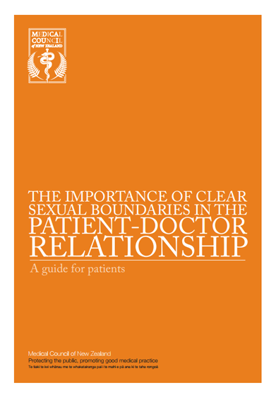 Medical Council of NZ Sexual Boundaries in Care guide cover
