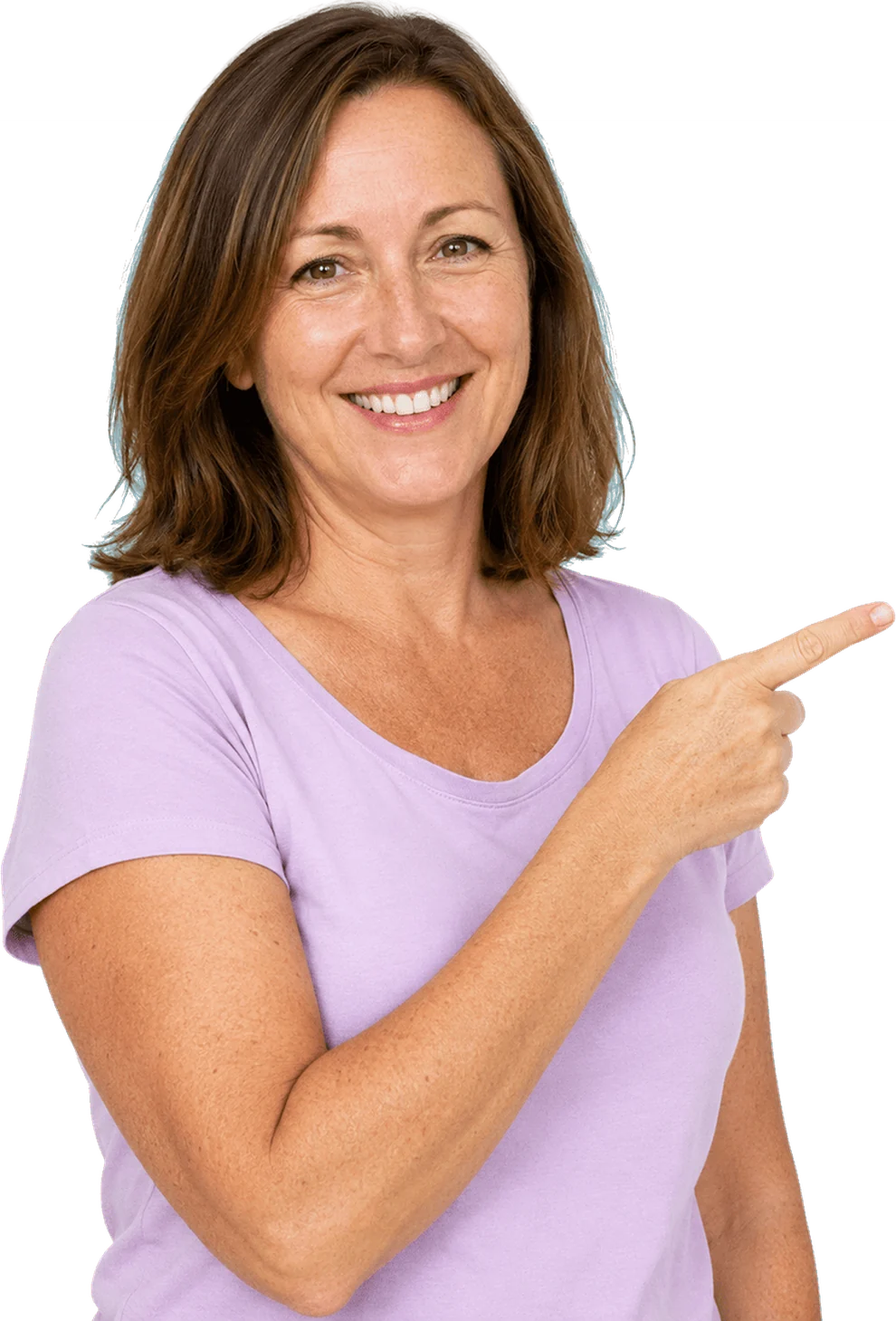 Patient pointing towards the skin cancer check details